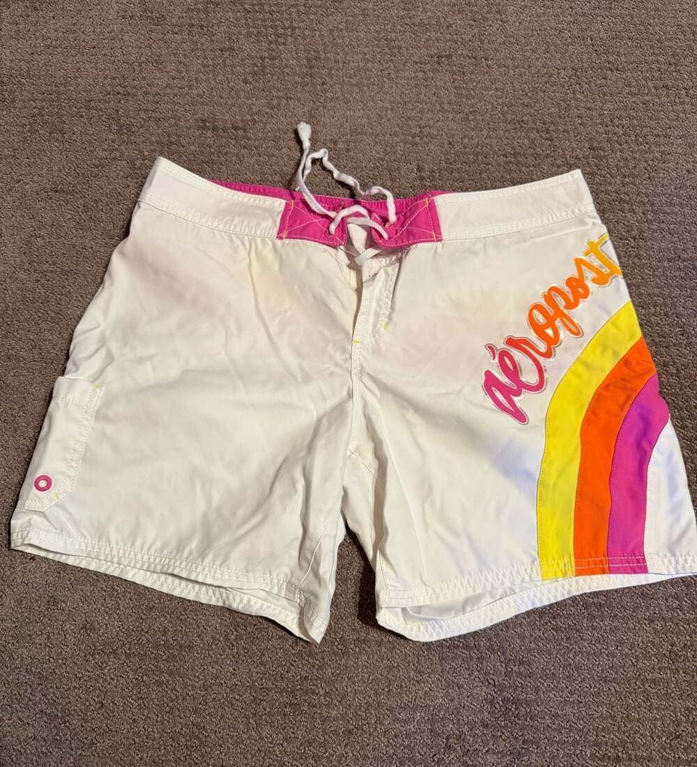 Aeropostale Women's Rainbow Stripe Board Shorts Size Large